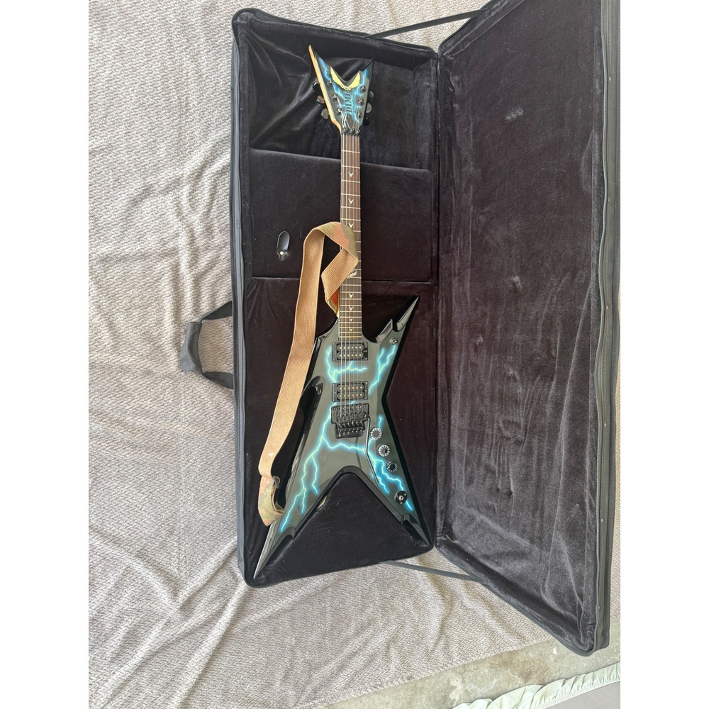 Dean Dimebag Razorback Lightning Electric Guitar Black Floyd Rose with Case